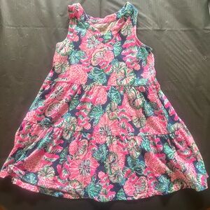 Floral Sleeveless Kids Dress - Pink and Blue